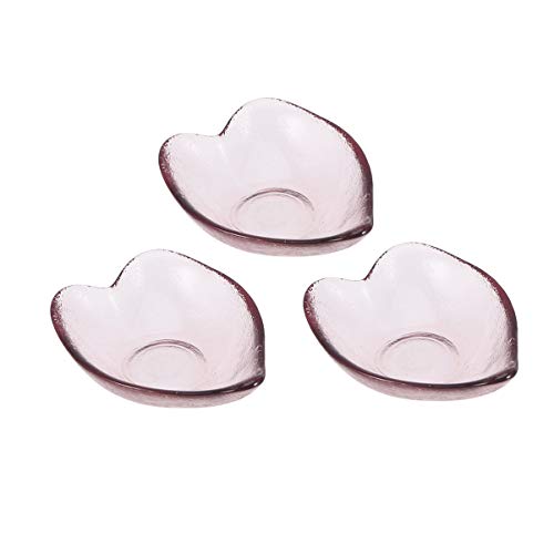 OUNONA 小皿 3個セット 和食器 ガラス ソース 果物 野菜 デザート小鉢 家庭 業務用 食器 プレート(ハート)