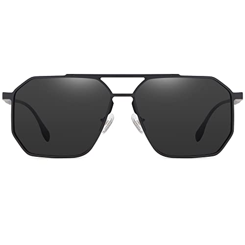 Image of DUCO Polarized Sunglasses Men Women Retro Classic Square Sun Glasses Oversized Vintage Metal Frame Trendy Shades DC3033