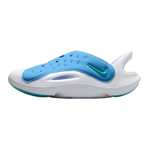 Nike Aqua Swoosh Big Kids' Sandals (FV6363-400, Blue Beyond/White/Dusty Cactus)