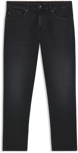 BOSS Herren Onyx BO Schwarze Tapered-Fit Jeans aus bequemem Stretch-Denim