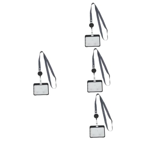 Porte-badge rétractable avec pochette horizontale lot de 4 pour cartes et badges