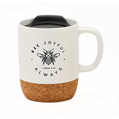 Taza de cerámica Dexsa con tapa y base de corcho 14 onzas miniatura 1