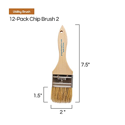 Vermeer Chip Paint Brushes - 12-Pack - 2\" Chip Brushes for Paints, Stains, Varnishes, Glues, & Gesso - Home Improvement - Interior & Exterior Use