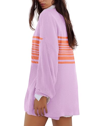 Image of Panadila Womens Striped Sweater Set Oversized Lounge Sets Matching Pajamas Long Sleeve Sweater Top and Shorts