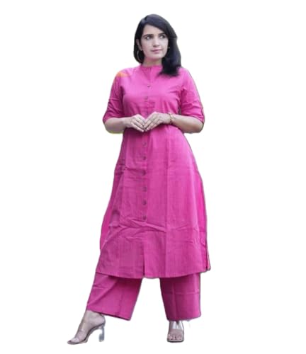 Image of Women's Black Kurti with Palazzo Set, Floral Print, Ethnic Wear, Straight Kurta