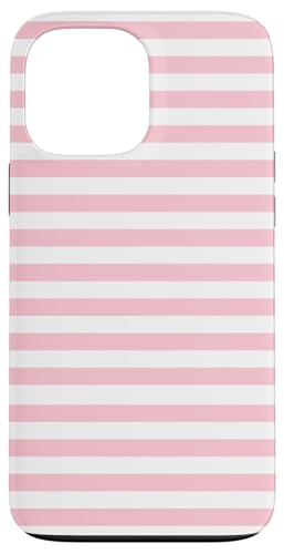 White and Pink Stripes Geometric Horizontal Lines Pattern X}zP[X iPhone 13 Pro Max p