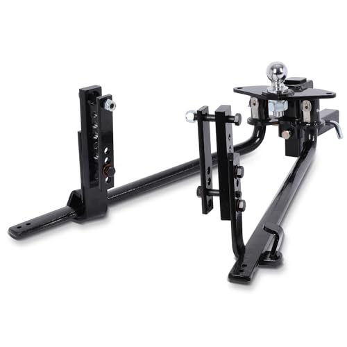 Image of FAHKNS Weight Distribution Hitch, Heavy Duty Travel Trailer Towing Hitch Bar Kit, Weight Distributing Hitches 2-in Shank 2-5 /16-In Ball, Anti Sway Spring Bar Set for RV Camper, Max Towing 12000lbs