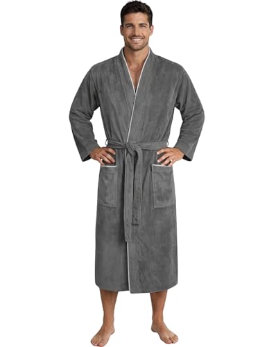 Morgenstern Bademantel Herren 100% Baumwolle Frottee Velours Saunamantel...