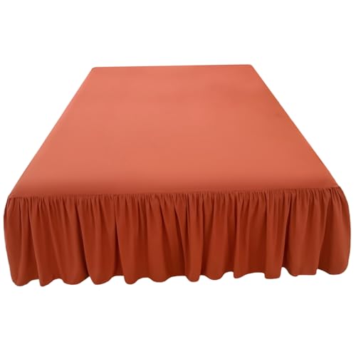 Falda de cama Queen naranja con elástico para renovar tu dormitorio 2