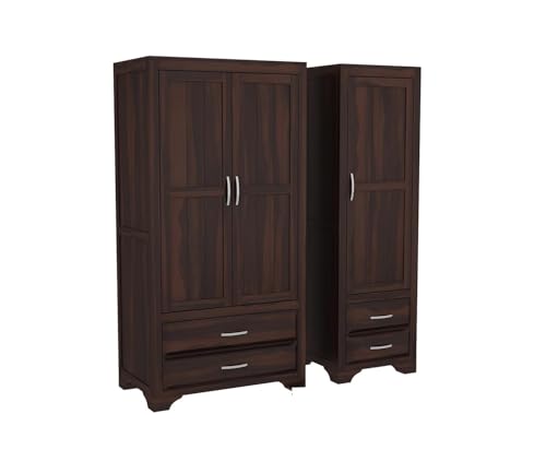 Image of Solid Sheesham Wood Wardrobe Storage | Almirah for Bedroom - Solid Wood Large Cupboard | (C-Walnut)