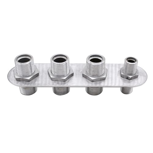 1 pc SHLPDFM Silver 4-Port Billet Aluminum Firewall Heater & A/C Bulkhead In –Line -  SHU00739