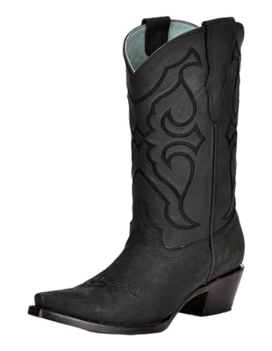 Corral Western Boots Girls Embroidery Leather 2.5 Child Black T0141