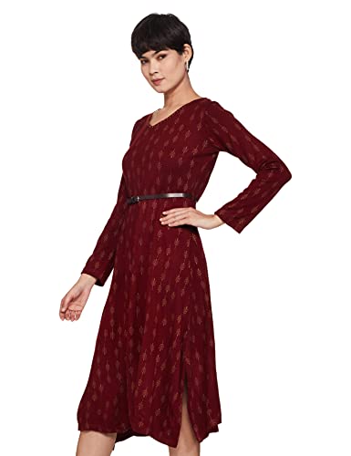 Image of Rangriti Maroon Acrylic Dress for Women