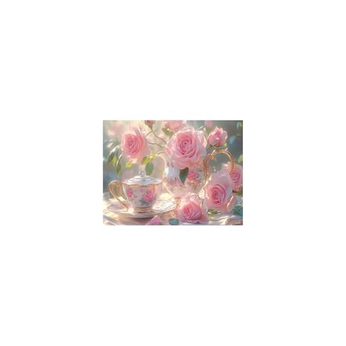Taza Té Rosa Vintage, cuadros de pared rústicos TERUEA para cocina 40x60