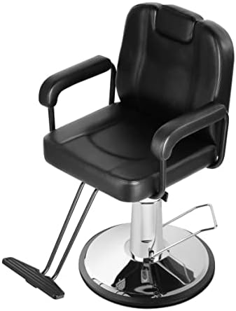 Topbarber Reclining Barber Chair Hydraulic Barber Chair for Hair Stylist Heavy Duty Beauty Salon Chair 360 Degrees Swivel Salon Chair Black