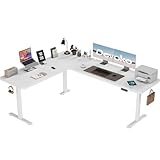 Devoko Höhenverstellbarer Schreibtisch L Form, 190 x 155cm L-förmig Schreibtisch Höhenverstellbar Elektrisch, Eckschreibtisch Ergonomischer Steh-Sitz Tisch Computertisch (Weiß)
