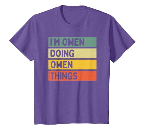 I'm Owen Doing Owen Things Funny Personalized Quote T-Shirt, Youth, Purple Heather, Large