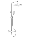 YEAUPE PRO Sistema de Ducha con Grifo Termostático, 3 Modos de Chorro y Barra Ajustable 65–102 cm