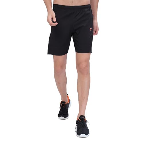 Image of TECHNOSPORT Men Solid Slim Fit Sports Shorts Techno LITE UPF50+ Polyester Mid Rise Drawstring Shorts Pant for Men Gym Workout Running Cricket Casual Quick Dry