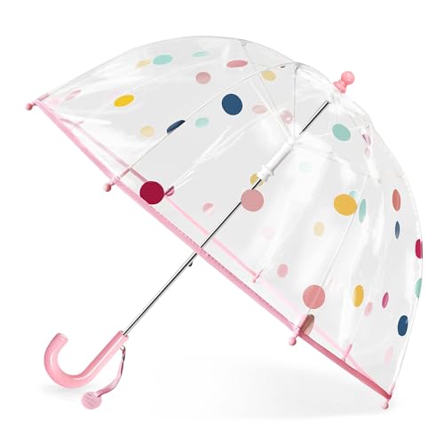 Parapluie Clair à Bulles Transparent pour Enfants - Poignée Courbée - Dôme Mignon - Parapluie de Sécurité