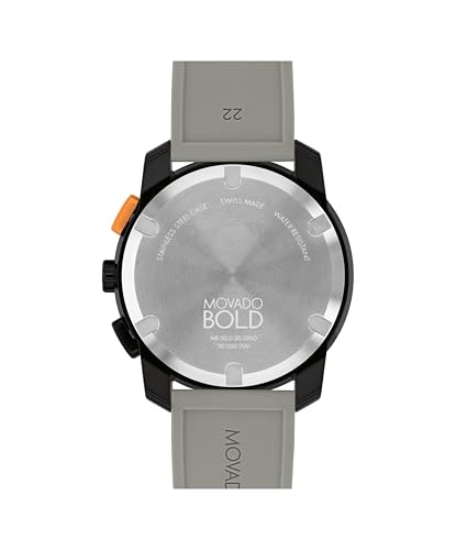 Movado Bold TR90 Men's Luxury Chronograph Watch - Swiss Quartz Movement, Silicone Strap, Water Resistance 30 Meters (3ATM) - Sporty Timepiece - Gift for Him - 43.5mm3