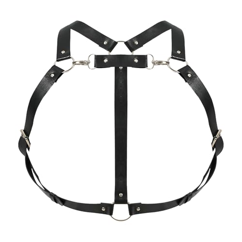 Image of Mens Body Chest Belt Harness PU Leather Supporters Adjustable Shoulder Strap Sexy Party Cosplay Costume