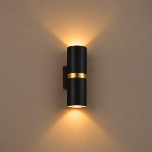 Image of Modern Black Gold LED Wall Light | Up Down Wall Lamp | Wall Sconce (Black)