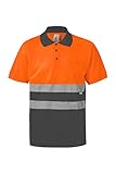 Velilla 173; Zweifarbiges Poloshirt mit kurzen Ärmeln; Grau und Neonorange, Größe XL