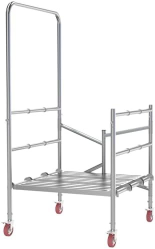 Scaffolding Work Platform, Rolling Scaffolding with Wheels, Scaffold for Building Construction, Interior Painting, Home Improvement（35.4" Height, 500LBS Capacity, Silver)