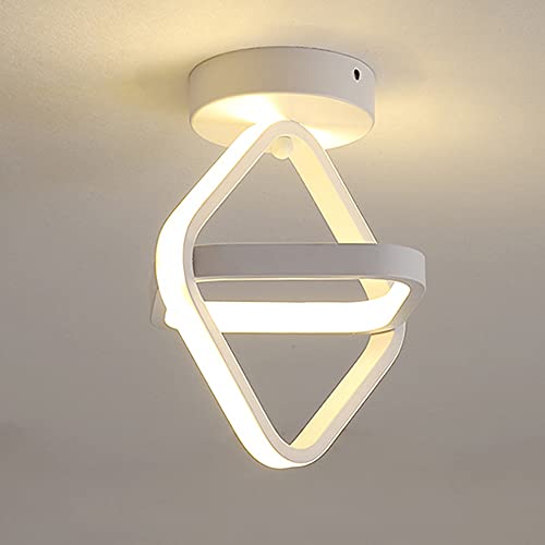 LED-Deckenleuchte, 2 Quadrate, elegant, nordisch, kreativ, klein, weiß, Lichter für Flur, Eingang, Balkon, warmweißes Licht, 22 W (warmes Licht) Cover