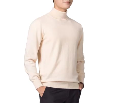 Dcvmvmn Men's Autumn and Winter Sweater Pullover Half High Collar Soft Warm Pullover Knitted Sweater Beige