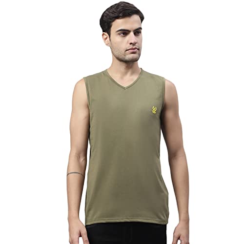 Image of Mack Jonney Regular Fit Cotton Solid Gym Vest for Men-V SL ANTHRA 01-P