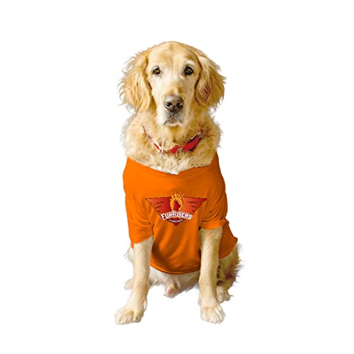 Image of Ruse Crew Neck Half Sleeves T-Shirt for Dogs IPL Replica Funrisers Hyderabad Team Dog Cotton Jersey Printed Breathable Tees Apparel for Pet - Gift for Dogs (Chihuahuas, Papillons) (Orange, XXS)