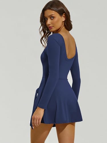 Image of ABOCIW Womens High Neck Tennis Dress Sleeveless Wrap Skirt Built in Shorts Golf Athletic Dress Workout Rompers