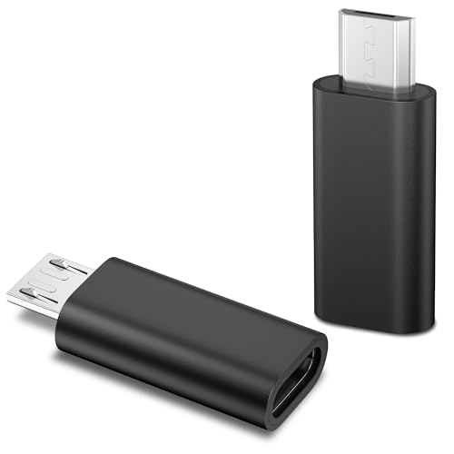 Vanjua 2 Pack Micro USB to USB C Adapter Data Transfer Adapter for Galaxy S7/S7 Edge/S6/J7 LG G4 and More Devices (Black)