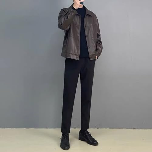Chaqueta bomber de cuero para hombre miniatura 5