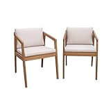 sweeek - Silla de jardín de Madera de Acacia, Set de 2, Zamara, Beige, 53x62x73 cm