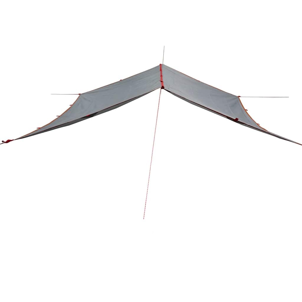 Tarp plandeka kempingowa, szara, pomarańczowa, 300 x 294 cm, wodoszczelna tkanina Oxford z powłoką poliuretanową, łatwa do przenoszenia, z oczkami, do aktywności na świeżym powietrzu