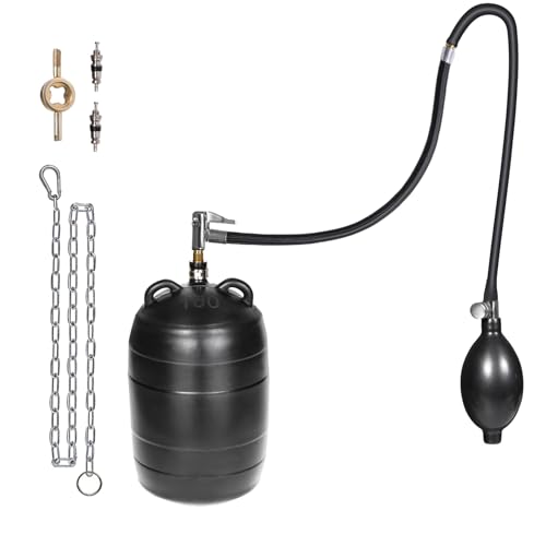 Image of 4 Inch Inflatable Pipe Plug Balloon Kit with Extension Hose,Safety Chain & Pump, Rubber Sewer Test Ball for Drain Blocking, Plumbing Pressure Testing /Leak Detection(Fits 3.8 inch-4.2 inch Pipes)