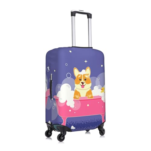 Dog Washes In A Pink Bath Luggage Cover Protector Anti-Scratch Washable Fits 18-32 Inch Luggage-Small3