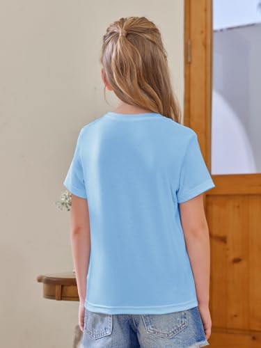 Image of Girls Short Sleeve T Shirts Kids Summer Tops Crewneck Tees 5-14 Years