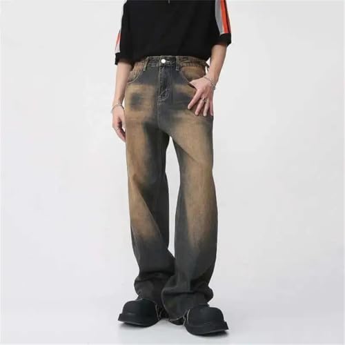 Men's Jeans Straight Gradient Color Worn-Out Streetwear Wide Leg Denim Pants2