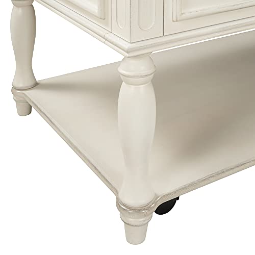 Aocoroe Large Wood Coffee Table With Lockable Casters French Country Style Coffee Table With Drawers. 47 Inch Center Table For Living Room #TOP7