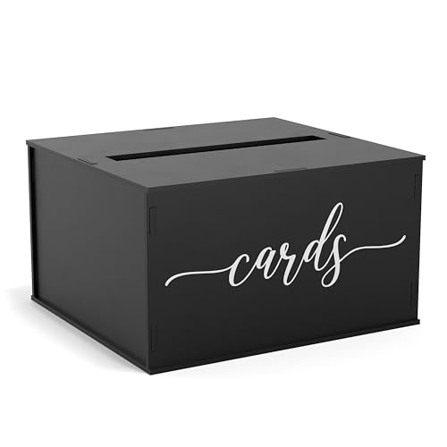 Image of Wooden Wedding Card Box with Slot and Lid | Graduation Card Box for Party 2026 | Grad Gift Money Envelope Holder for Reception, Bridal Shower, Birthday, Retirement | Rustic Keepsake Decorations