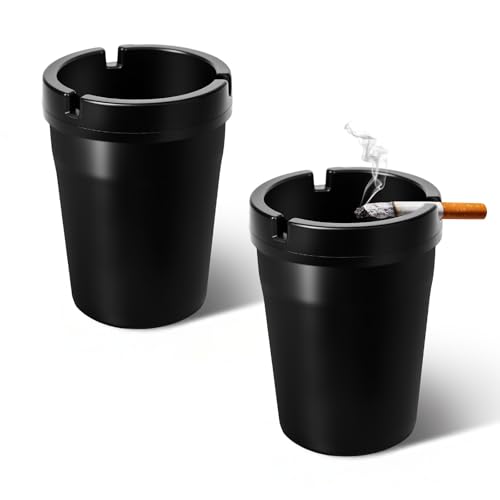Wuyaoyao 2PCS Car Ashtray, Automotive Self-Extinguishing Ashtray with Lid Smell Proof, Smokeless Ashtrays for Car Cup Holder, Portable Vehicle Cigarette Ash Holder Trash Can for Home Office
