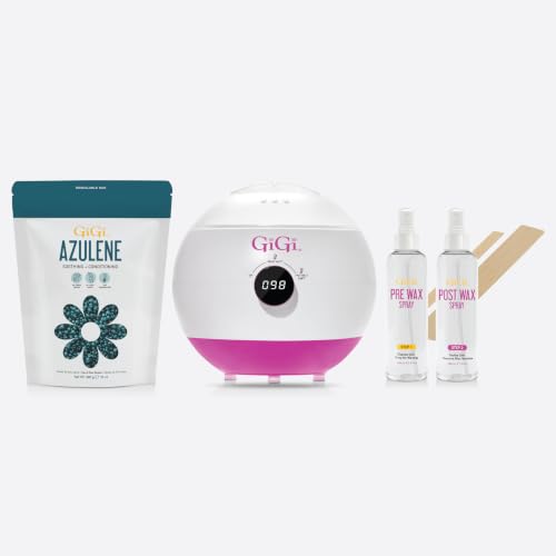 Image of GiGi Pro Wax Bead Kit - Digital Wax Warmer Hair Removal Waxing Kit for Women, Azulene Beads with Pre & Post Waxing Spray & Applicators for Sensitive Skin, Face & Body