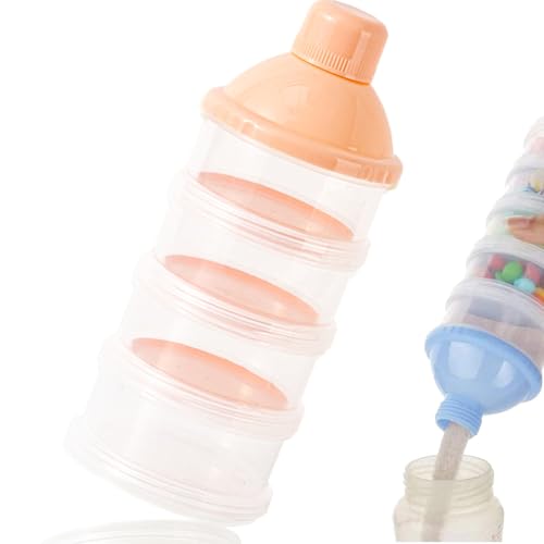 OKAWASI ベビーミルクケース ミルクボックス 離乳食保存容器 4層 粉ミルクケース 積み重ね可能(ライトピンク)