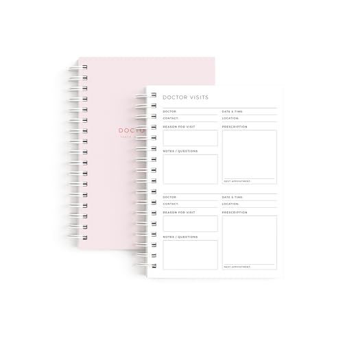 Doctor Visits Planner, Medical Appointment Log, Prescription & Follow Up Tracker, Spiral Bound, 120 Pages, 5.8 x 8.3 In (Pink, Hardcover)
