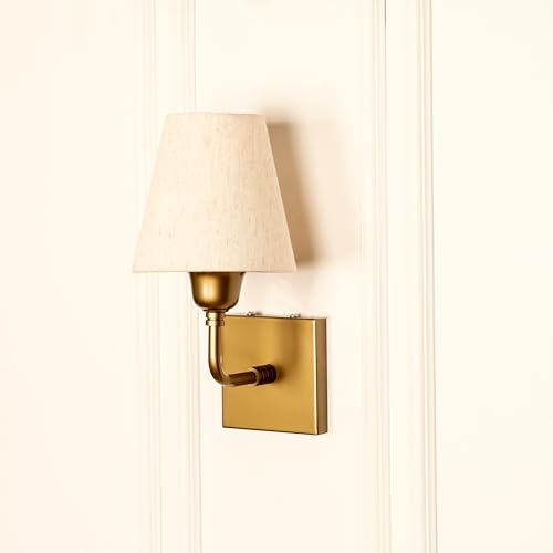 Image of Divine Trends Antique Brass Finish Elbow Wall Light with Off White Shade for Living Room, Bedroom, Home Decoration Wall Lamp Pack of 1