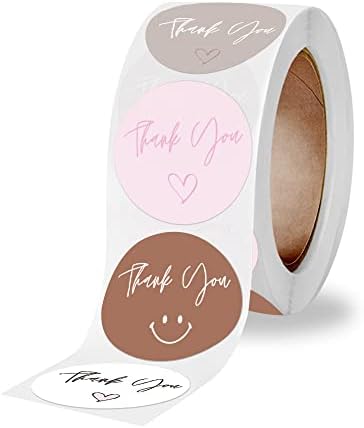 Thank You Stickers for Packaging Small Business Labels 500pcs/1 Roll Envelope Seals for Wedding Invitations, Greeting Cards, Birthday Party Favors Bags, Christmas, Easter, Baking Package, Pink